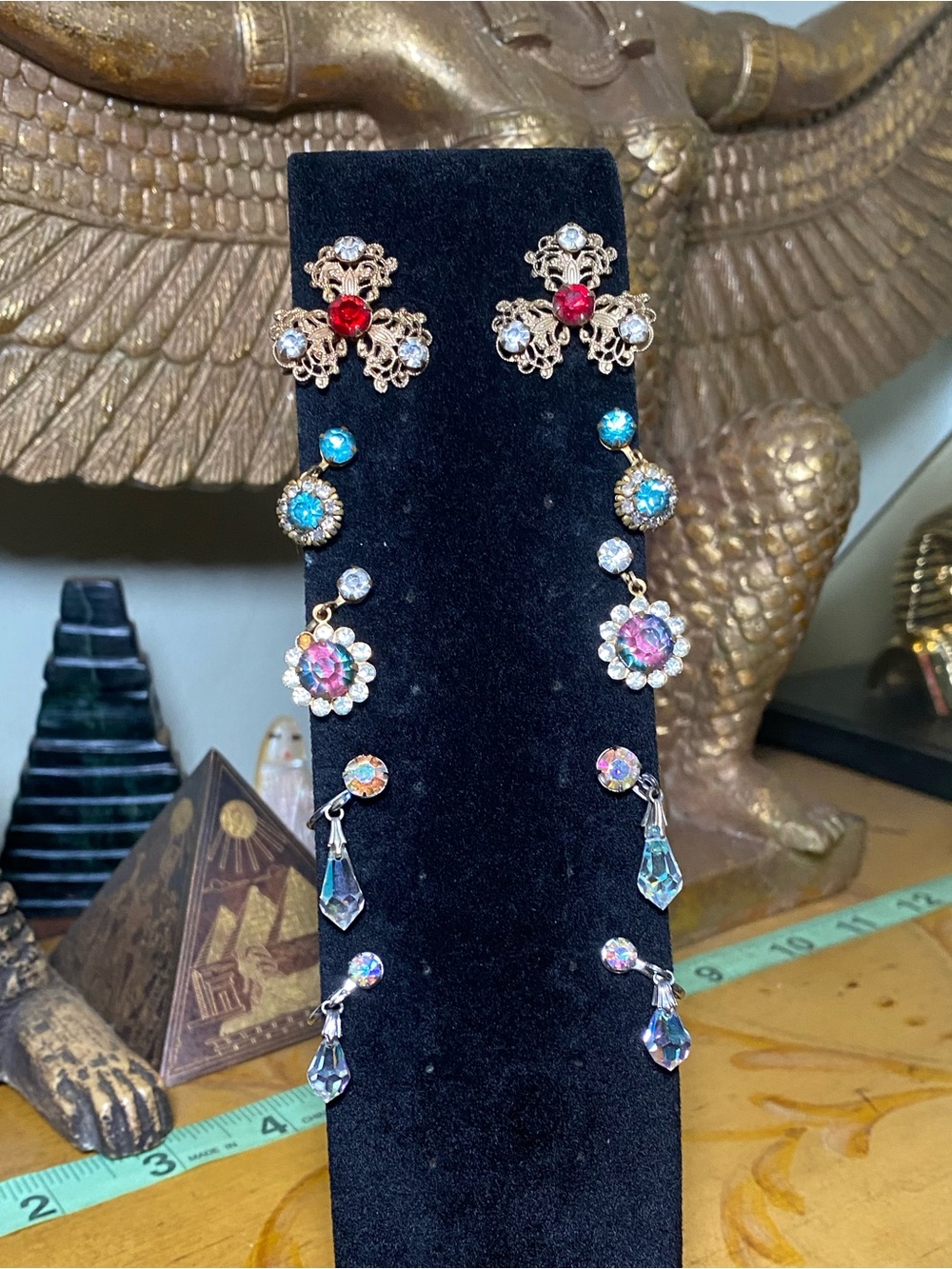 Vintage Multi-Color Crystal Drop Earrings
